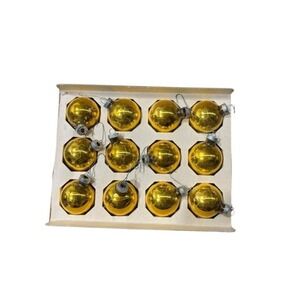 Shiny Brite Gold Balls Christmas Ornaments Vintage Glass Small Set‎ of 12